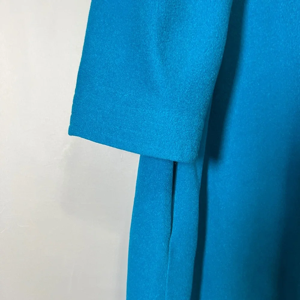 Vintage Vanity Fair Robe Size L Blue Snap Front Pockets Housecoat USA Made 80s